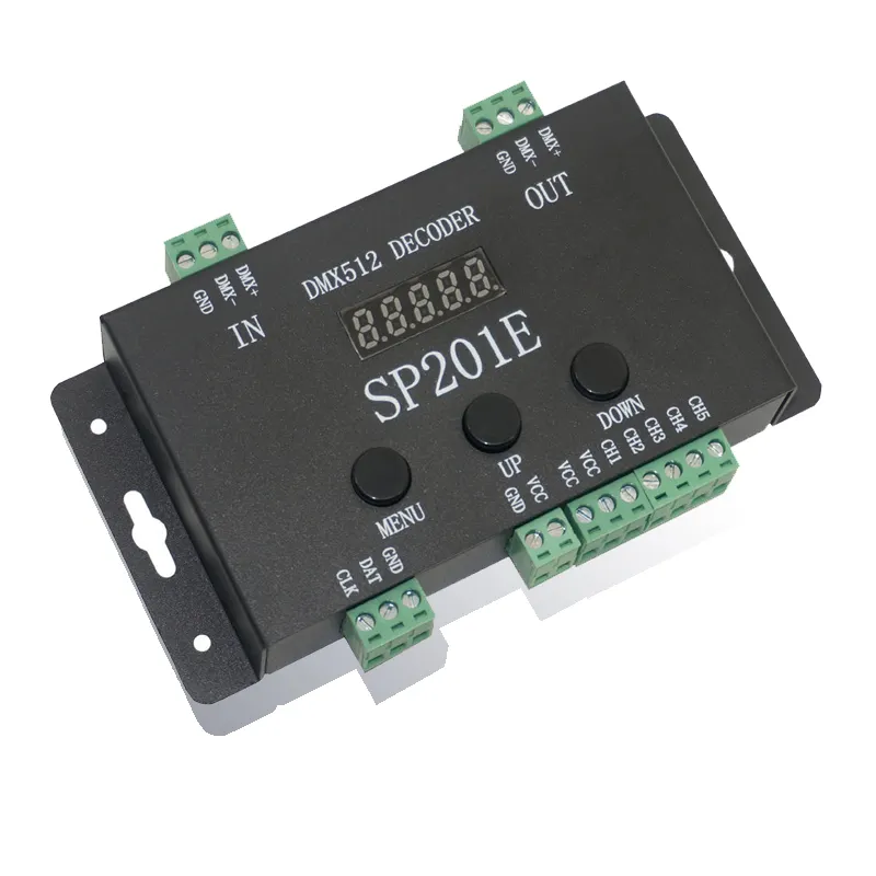 Sp201e Dmx512 DC5-24V Decoder Pixel Rgb Ic Spi Signaal Adresseerbare 5 Kanaals Led Controller Voor Ws2812b Ws2811 Led Strips