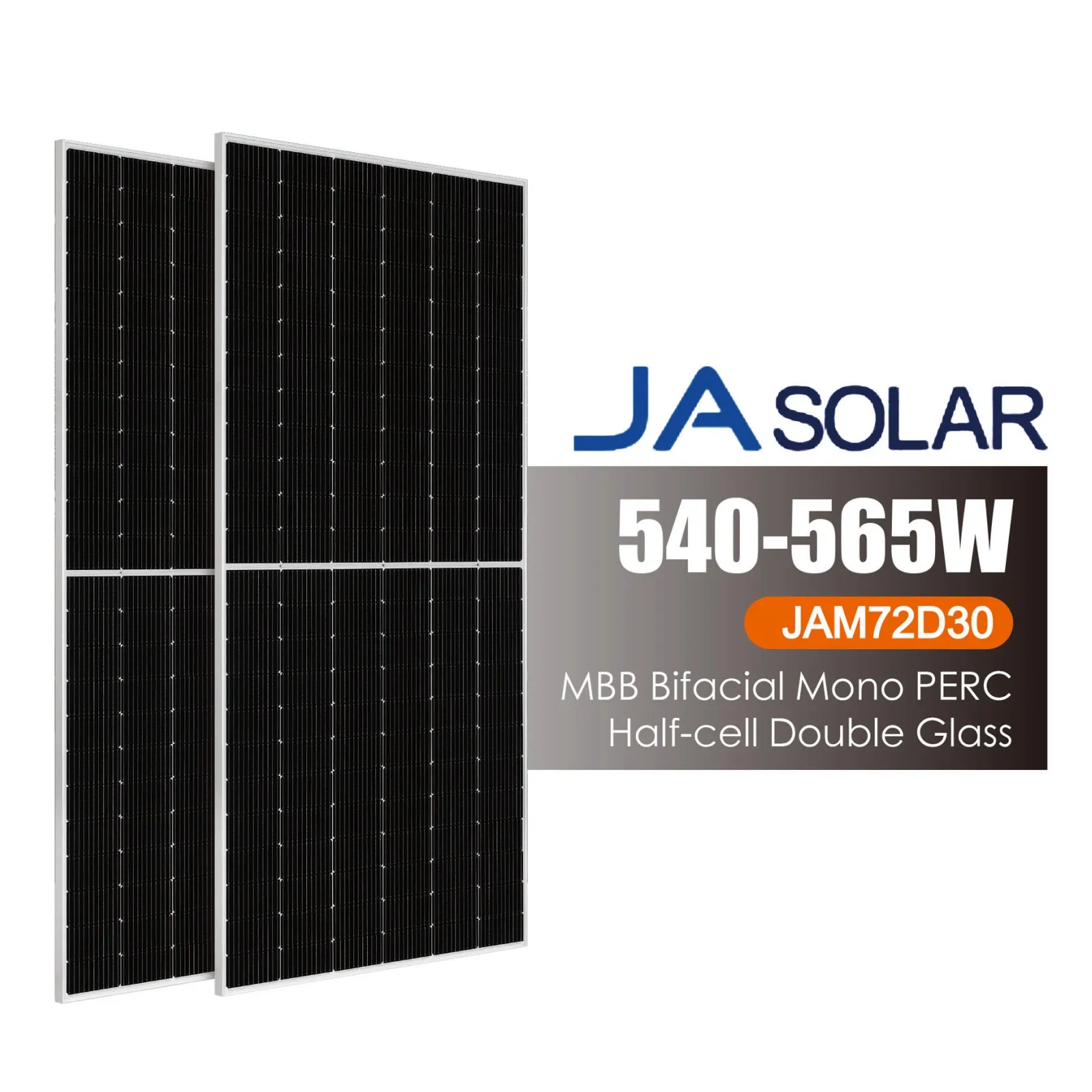 뜨거운 판매 JA 태양 전지 패널 JAM72D30 540-565W 재고 반 셀 9BB 태양 전지 패널 가격 PV 모듈 시스템