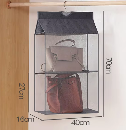 Sac de rangement suspendu gris à double compartiment tridimensionnel