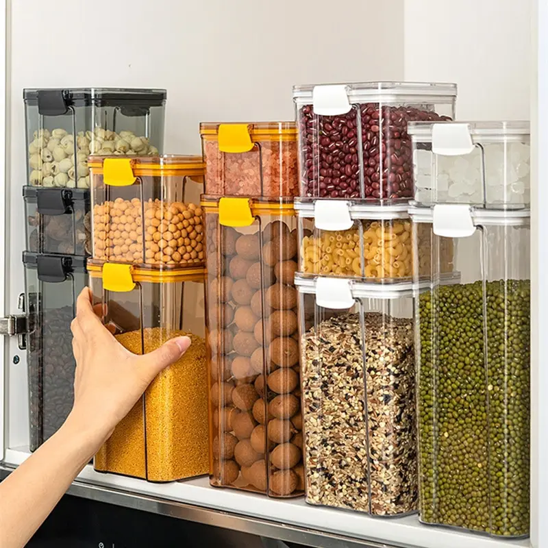 البلاستيك محكم حاويات تخزين الطعام مع الأغطية الطاقة غذاء من الأرز تخزين مستلزمات الحاويات اضافية كبيرة الغذاء المطبخ تخزين