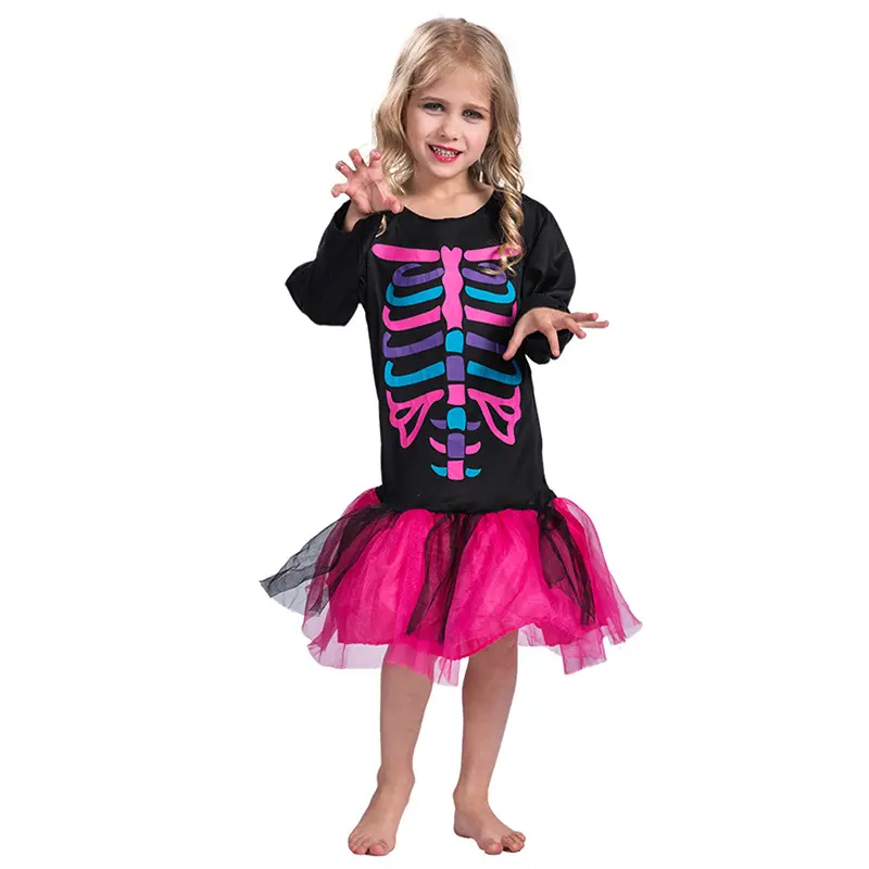 Großhandel Halloween Kostüm für Kinder Mädchen Skelett Kostüm Knochen Kostüme Cosplay