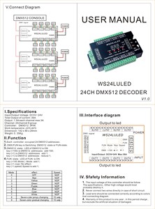 DC5V-24V 36A 8 портов RGB Цифровой дисплей декодер 24ch dmx512 Контроллер WS24LULED - Product Image 6