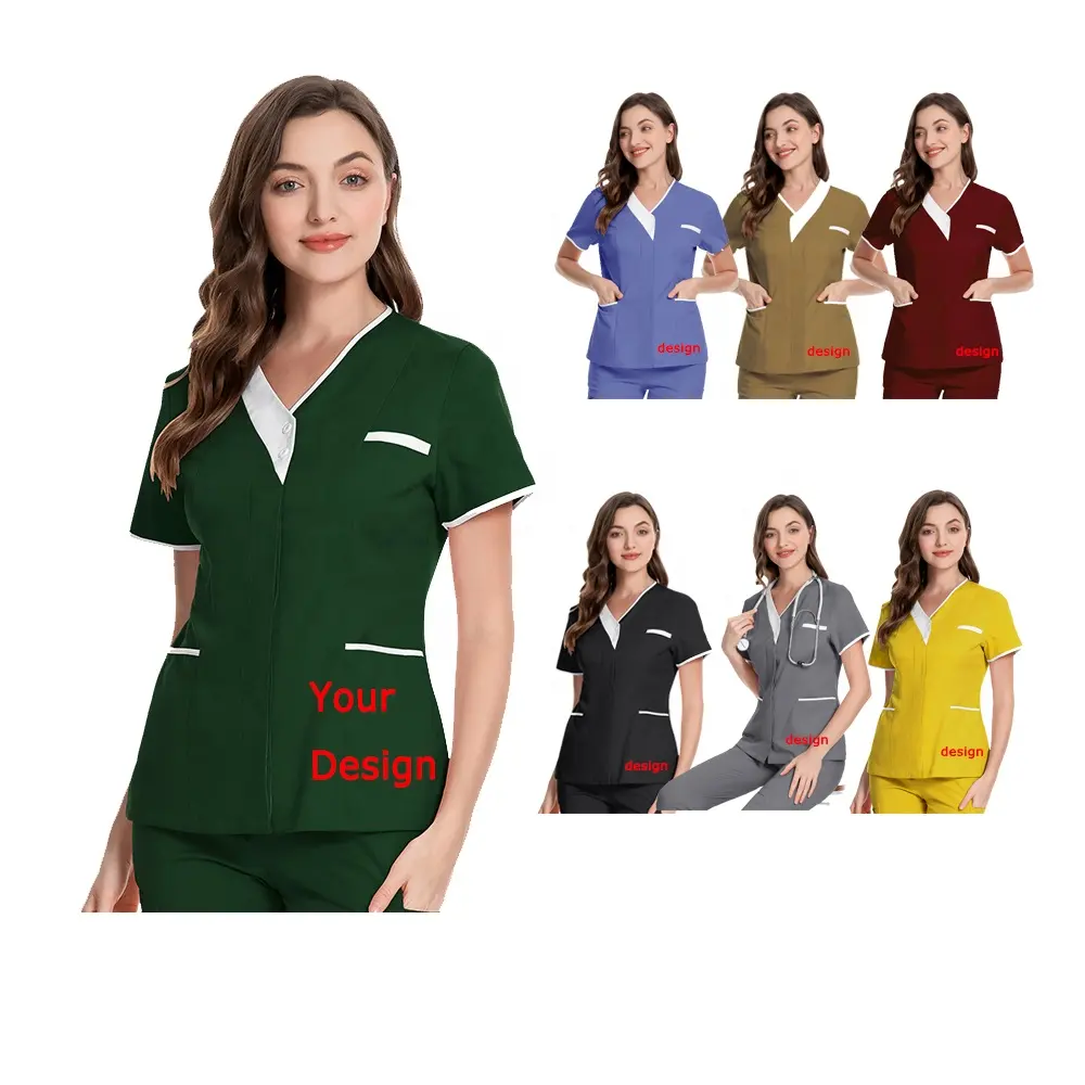 1MOQ Logotipo Personalizado Unisex Respirável Médico Enfermagem Homens Mulheres Hospital Jogger Sets Top Shirt Dentistas Pet Médico Uniformes Scrubs