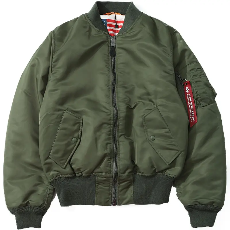 Alta Qualidade Outono Elegante Street Style nylon ma1 jaqueta de voo impressão personalizada Homens Casuais Pullover bomber Jacket para homens