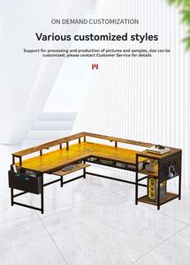 Modern ahşap PC oyun masası sıcak çift boyutu L şekli ile depolama çekmeceleri ve raflar için oyun odası - Product Image 6