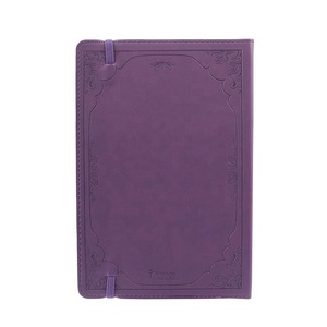 Caderno de couro falso com impressão personalizada, caderno roxo feito à mão a5 para escrita de flor com logotipo defeito diário de forro de espessura de papel