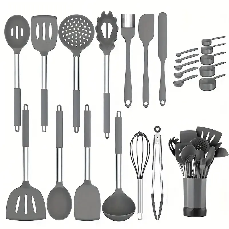 Ensemble d'ustensiles de cuisine en silicone, 16 pièces, kit d'ustensiles de cuisine bon marché