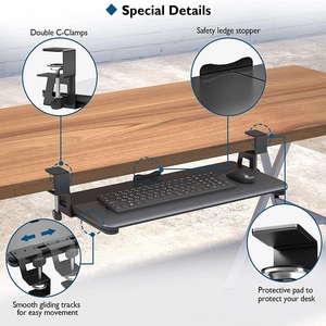 Bandeja grande para teclado de computadora debajo del escritorio extraíble con sistema de montaje de abrazadera C extra resistente - Product Image 5