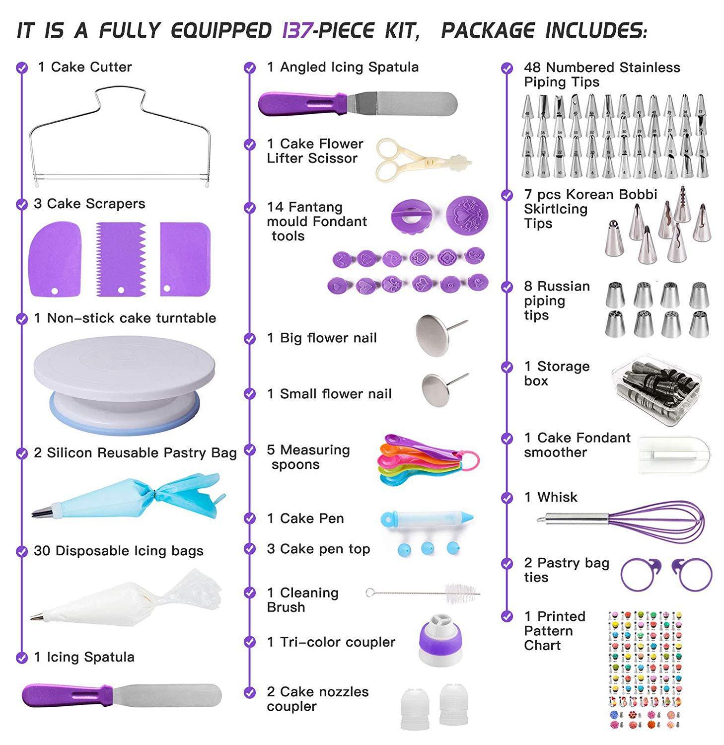 Colorful 137 piece cake tool kit