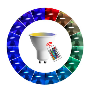 GU10 <span class=keywords><strong>RGB</strong></span> lampadina <span class=keywords><strong>Led</strong></span> 6W con 16 colori IR telecomando GU10 RGBW funzione di memoria funzione decorazione luce