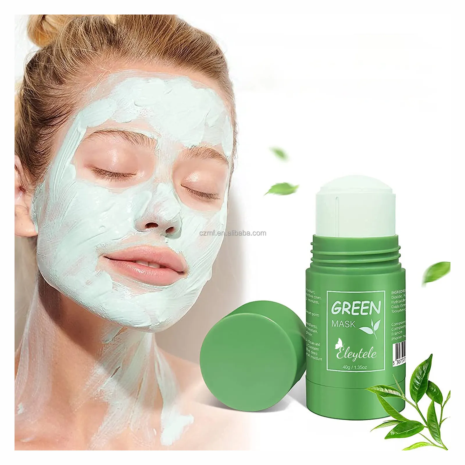 Productos de belleza para el cuidado de la piel y el acné, mascarilla de arcilla de musgo de té verde orgánico para mujer, venta al por mayor con etiqueta privada