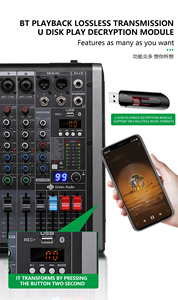 GAX-QQ6 Pro 6チャンネルオーディオサウンドパワーミキサーミキシングコンソールUsbとAUXオーディオミキシングコンソール - Product Image 5