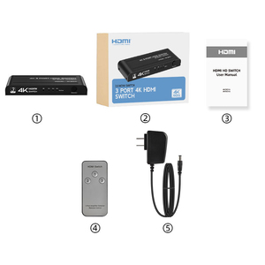 Conmutador HDMI Fjgear 3 puertos 4K 3 en 1 de salida Plug and Play 3 hosts comparten un ordenador 60Hz hdmi2.0, 2.0 3 puertos - Product Image 5