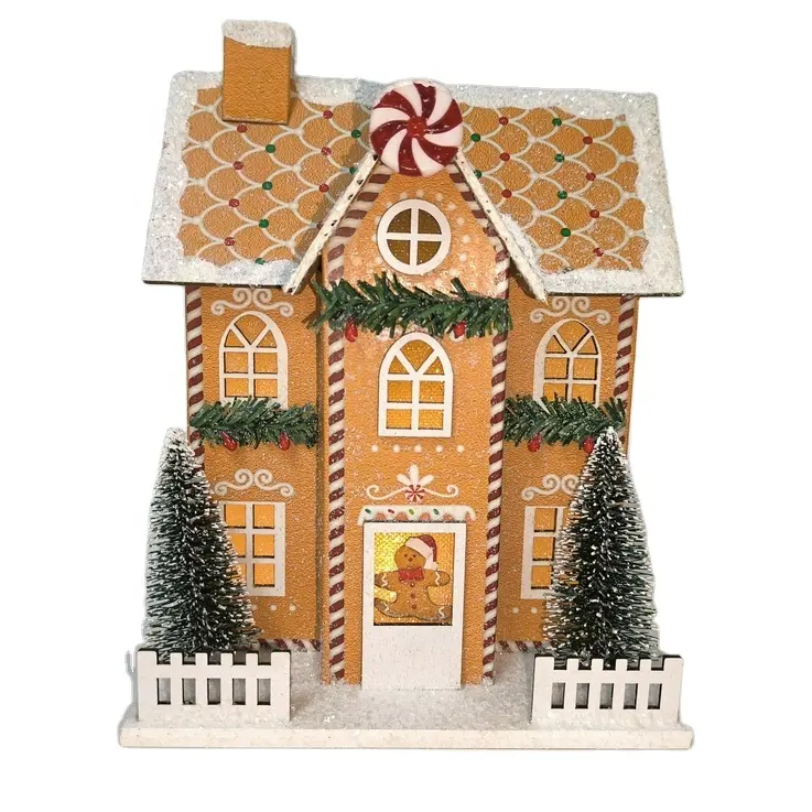 Regalos festivos Casa de papel de pan de jengibre Decoración de Navidad Accesorios para árboles Adorno de mesa con pilas de cartón