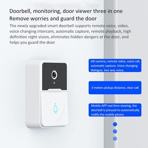 Tuya WiFi Video campanello Wireless HD Camera PIR Motion Detection IR Alarm Security Smart Home campanello WiFi citofono per la casa - Product Image 4
