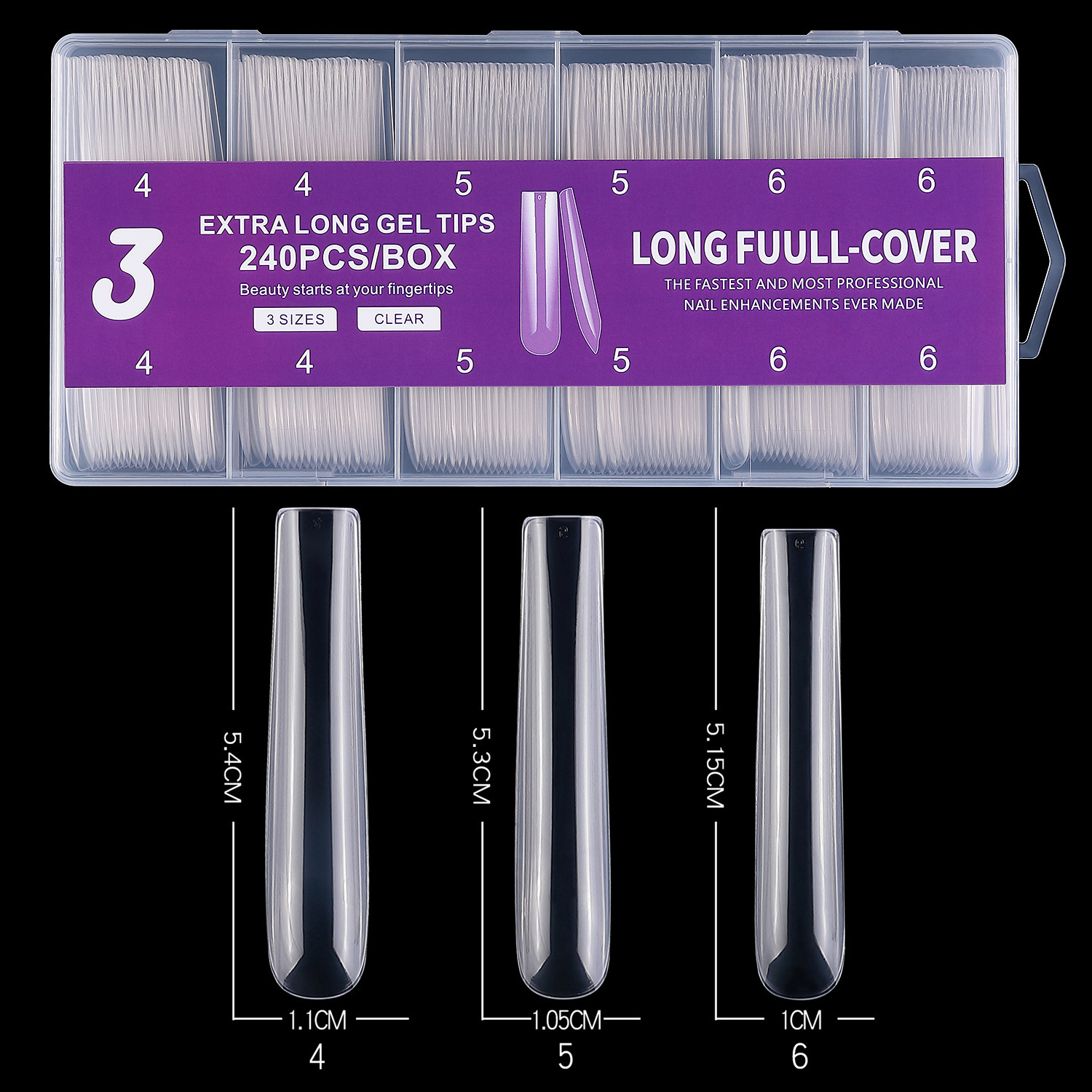 Ongles de ballet extra-longs transparents 3 456 - 240 pièces
