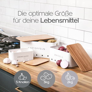 Nuovo Design rettangolare fattoria metallo patate cipolla e aglio contenitori di stoccaggio Set di 3 per cucina contenitore aglio