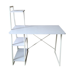 <strong>Computer</strong> Desk with 3 Tier Storage Shelves on Left , Study Writing <strong>Table</strong> with Bookshelf <strong>for</strong> Home Office Bedroom, White - Product Image 1