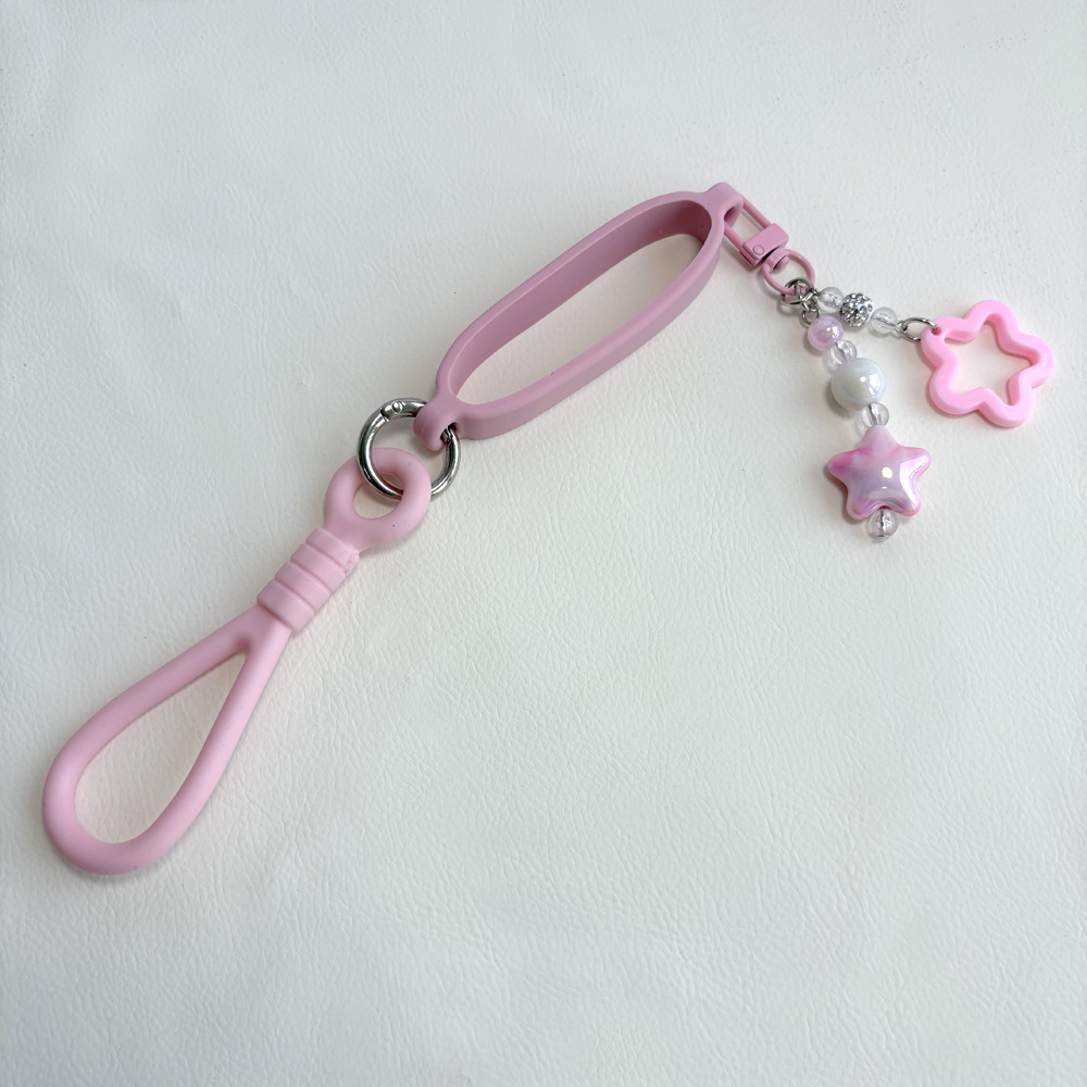 Short handle ellipse star pendant pink