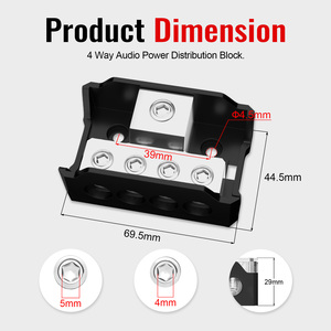 12v Dcパワーバッテリー端子配電0/2/4 Awg入力4/8/10 Awg出力4ウェイカーオーディオ配電ブロックバスバー - Product Image 2