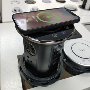 All Black <strong>White</strong> Glass Top IP65 Waterproof US Standard Wifi Smart Motorized Kitchen Pop up <strong>Socket</strong> <strong>with</strong> <strong>USB</strong>-c LED Light for Home - Product Image 4