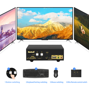 Jidetech 2端口双显示器2.0 KVM交换机扩展显示热键，带音频交换机USB集线器 - Product Image 5