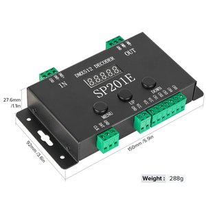 Controlador de decodificador LED SP201E DMX512 5CH PWM SPI píxeles tira de luz LED SK9822 WS2812B WS2811 5050 RGB RGBW CCT FCOB