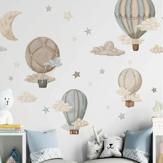 Retro Luftballons Wolken Kinderzimmer Wandt attoo Baby zimmer Spielzimmer Wand dekoration Anpassung Wandt attoo für Kinderzimmer