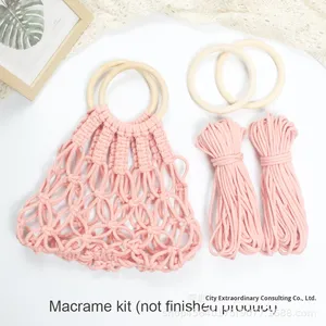 25 tahun baru benang katun Net tenunan tangan gaya Bohemian tas potong DIY Tutorial Video tenun detail tas bahan buatan tangan - Product Image 2