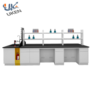 Table de travail de laboratoire commercial en métal et acier moderne et banc d'îlot avec armoires pour écoles hôpitaux laboratoires - Product Image 5