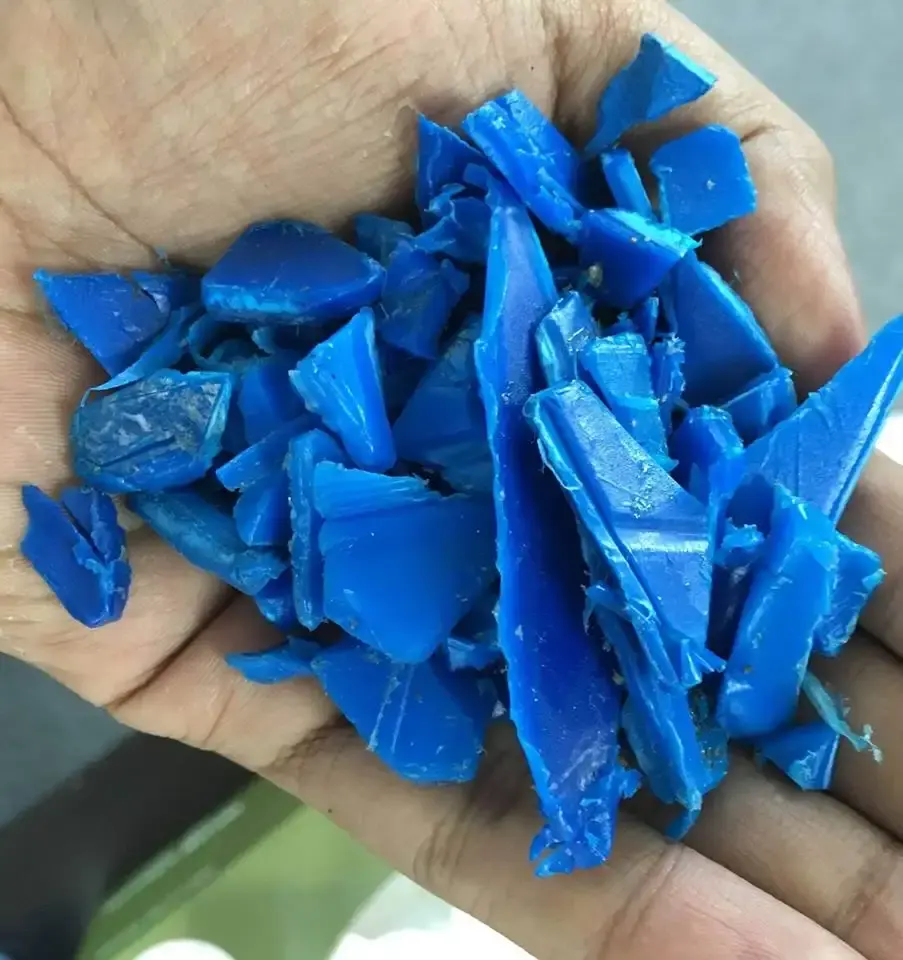 HDPE blu tamburi rottami ricicli resina plastica rimacinare HDPE rottami di plastica tamburo Strech Film blu riciclo granuli