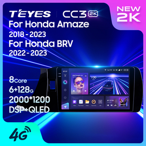 Teyes CC3 2K DVD Player Do Carro Para Honda Amaze 2018-2023 BRV 2022-2023 AMAZE 9 Polegada Estéreo Do Carro DVD Vídeo Áudio DVD Player