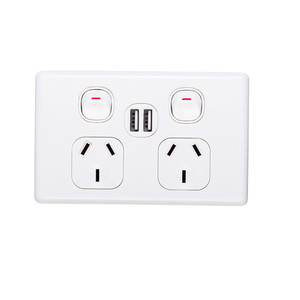 <strong>Australia</strong> Double Pole Gpo Socket 250V 10A Double Powerpoints With Dual 4.2A USB-C Type Socket - Product Image 1