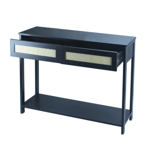 Koridor giriş tablosu konsol masa oturma odası depolama için Oxford Rattan 2 çekmeceli sıska kanepe masa - Product Image 3