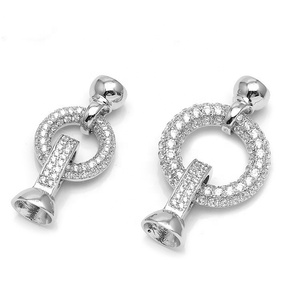 אופנה עגול זירקון carabiner אבזם עם אבנים סטרלינג כסף מסתיים שרשרת כבל עבור נשים פניני חרוז אביב צמיד