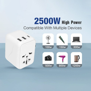 AU US EU UKプラグ付きユニバーサルトラベルアダプター電源プラグアダプターType-C USB充電器 (2つのUSB1タイプCポート付き) - Product Image 6