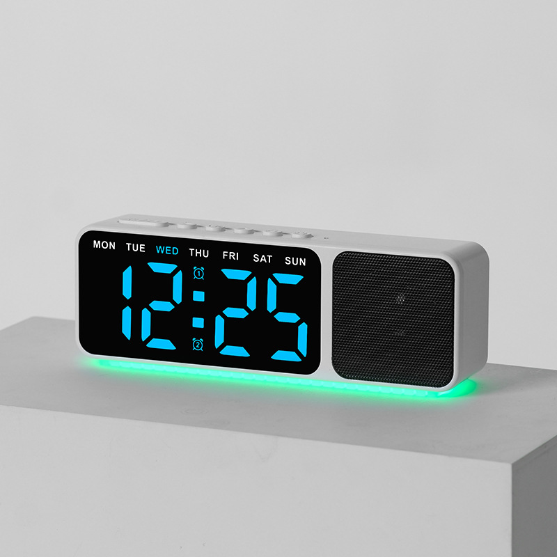 White casing, blue lighting