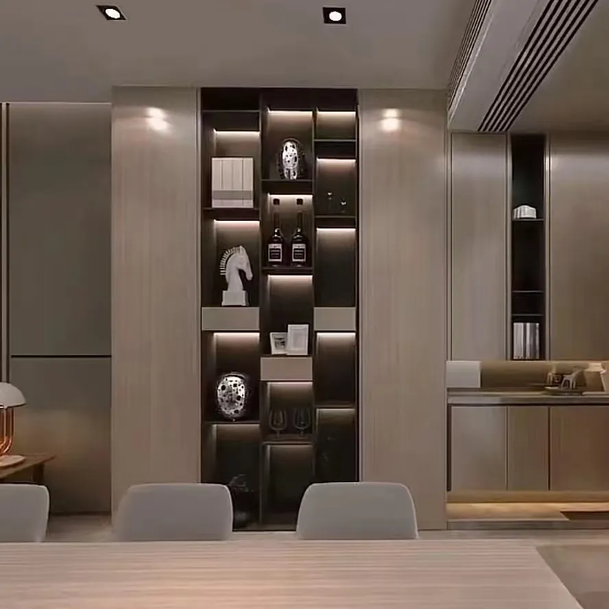 Armoires à liqueur de luxe avec portes en verre, salon moderne, cadre en bois personnalisé, armoire à vin rouge