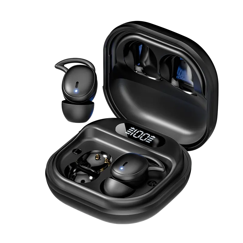 Headset tampilan tidur gaya terbaru 2024, earbud nirkabel dengan peredam bising BT 5.4 TWS headphone tidur