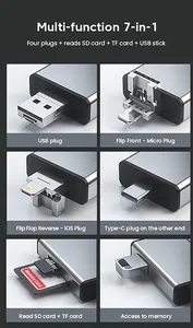 7合1多功能读卡器SD tf卡盒OTG适配器USB2.0 Type-C适配器，带卡储物盒 - Product Image 6