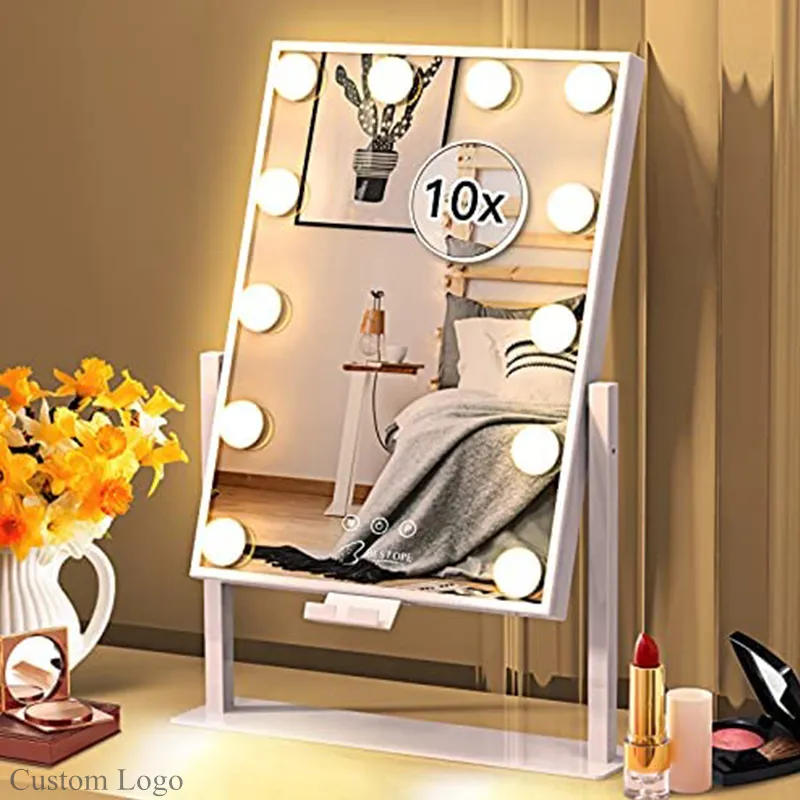 Luxuoso banheiro vanity mesa maquiagem led espelho sensor de toque interruptor maquiagem maquiagem de hollywood espelho com lâmpadas led
