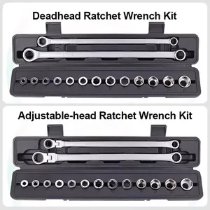 GTYPROカスタマイズ可能なOEMツールセット15個エクストラロングラチェットレンチフレキシブルヘッドマルチ仕様ソケットツールキット最小 - Product Image 2