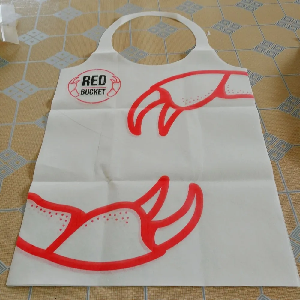 China Factory Custom Printed Adult Restaurant Use Disposable Plastic Bibs Lobster