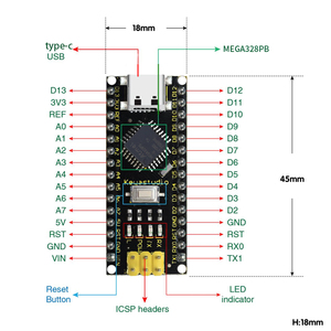 Placa DE DESARROLLO Keyestudio NANO PLUS para placa de microcontrolador Arduino NANO - Product Image 6