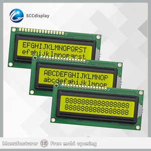Aus gezeichnete Industrie qualität JXD1602A STN Gelb Positive LCM-Modul anzeige 16 X2 Cob Dot matrix Bildschirm Zeichen <span class=keywords><strong>LCD</strong></span>-Anzeige
