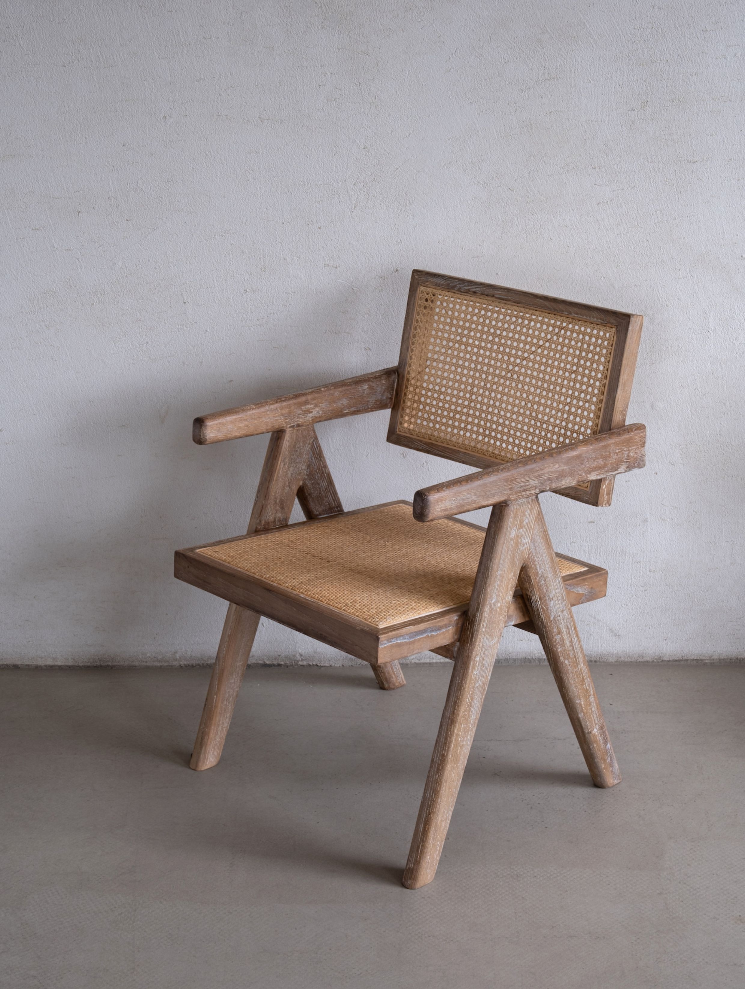 Armchair-natural rattan ash frame base-old color