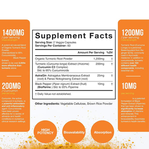 Kurkuma Curcumin Kapseln mit BioPerine & Black Pepper 95% Ballaststoffe Nachhaltig Max Absorption Joint Support Supplement - Product Image 2