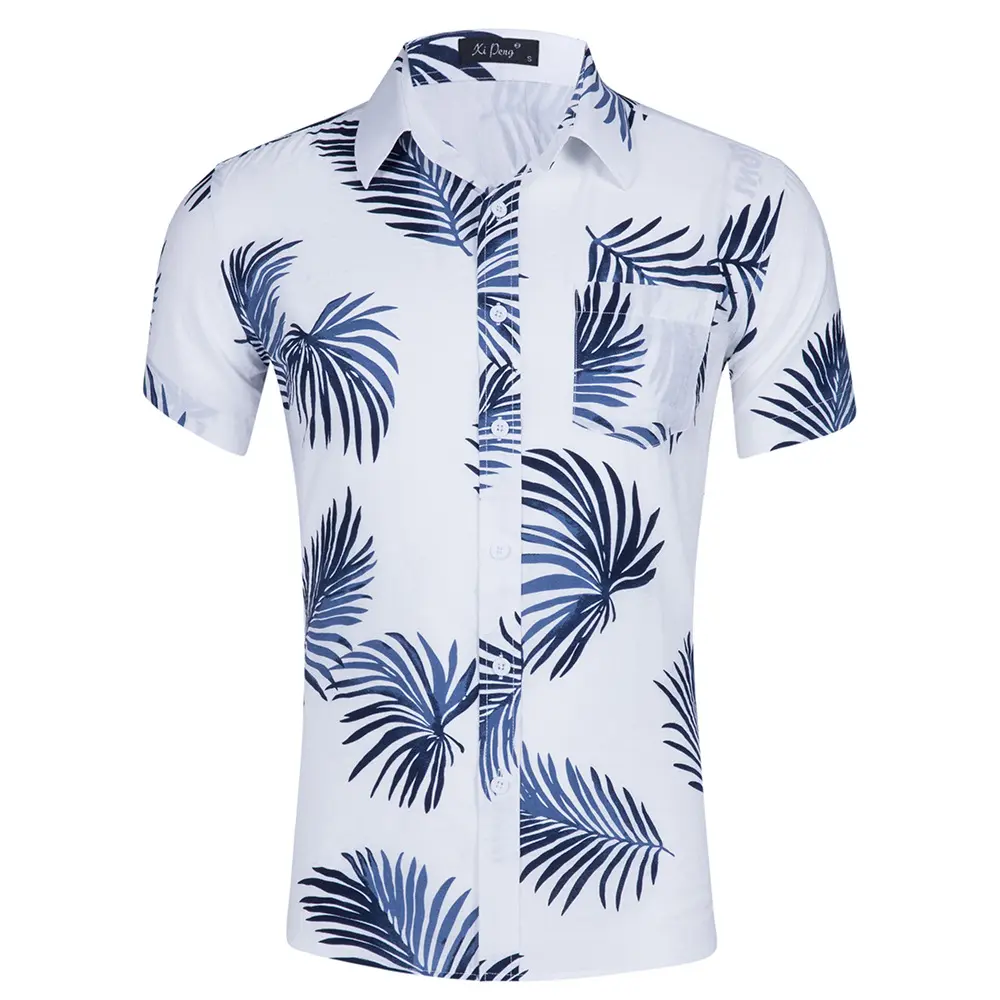 Zomer Strand Korte Mouw Katoen Hawaii T-Shirt Voor Mannen Met Cool Print
