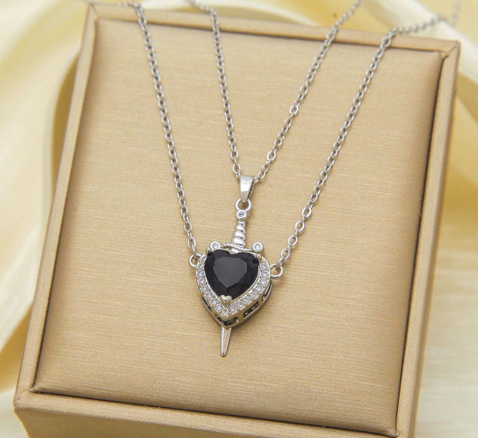 Black zircon copper pendant
