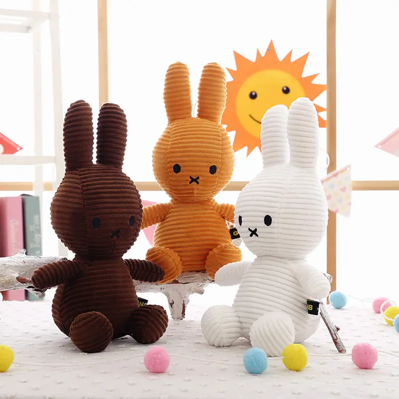 Stokta popüler çizgili tavşan yumuşak doldurulmuş hayvan yastık bebek kawaii sevimli çizgili tavşan peluş tavşan oyuncaklar